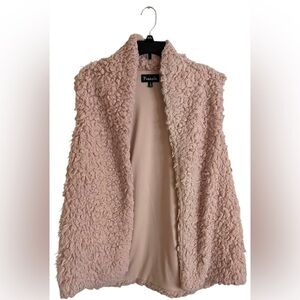 Frazzle Blush Pink Sherpa Vest Women’s XL Oversized Cozy Textured Teddy Look